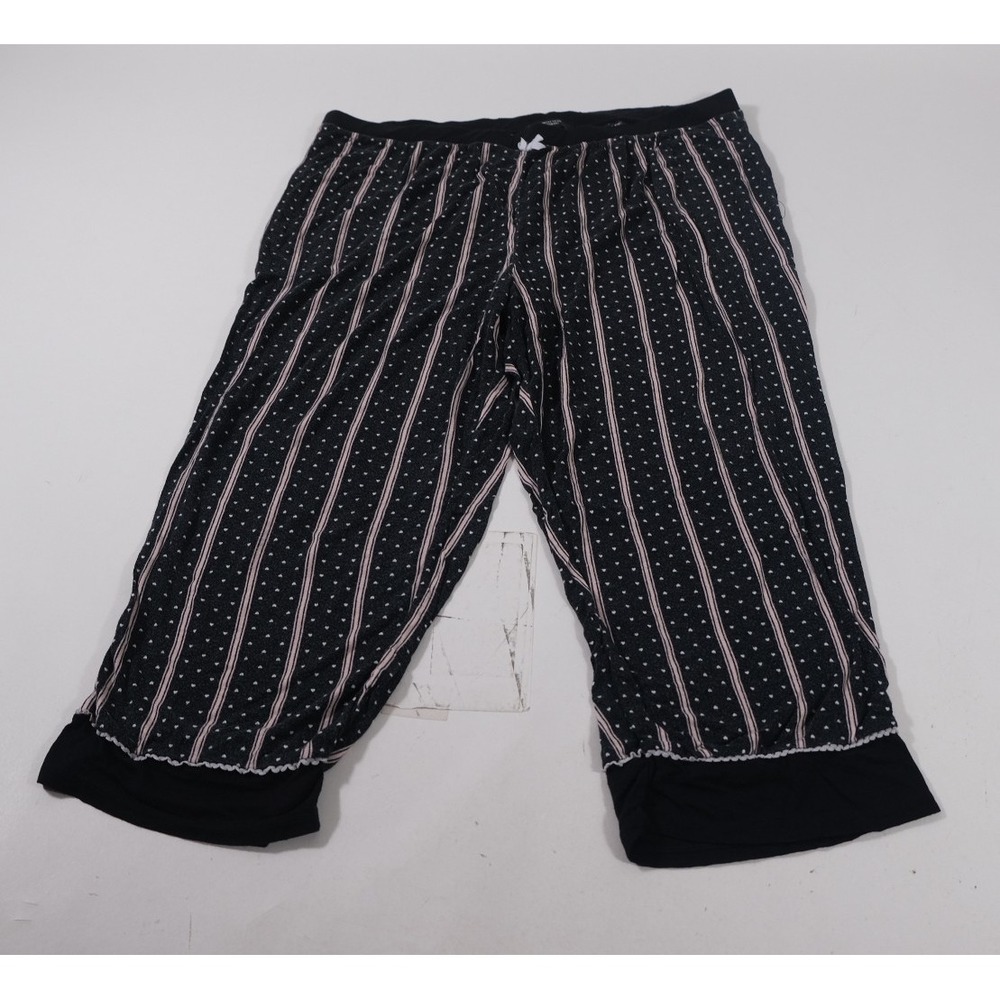 Simply Vera Vera Wang Pajama Pants Women L Black Heart Stripe Crop Sleepwear
